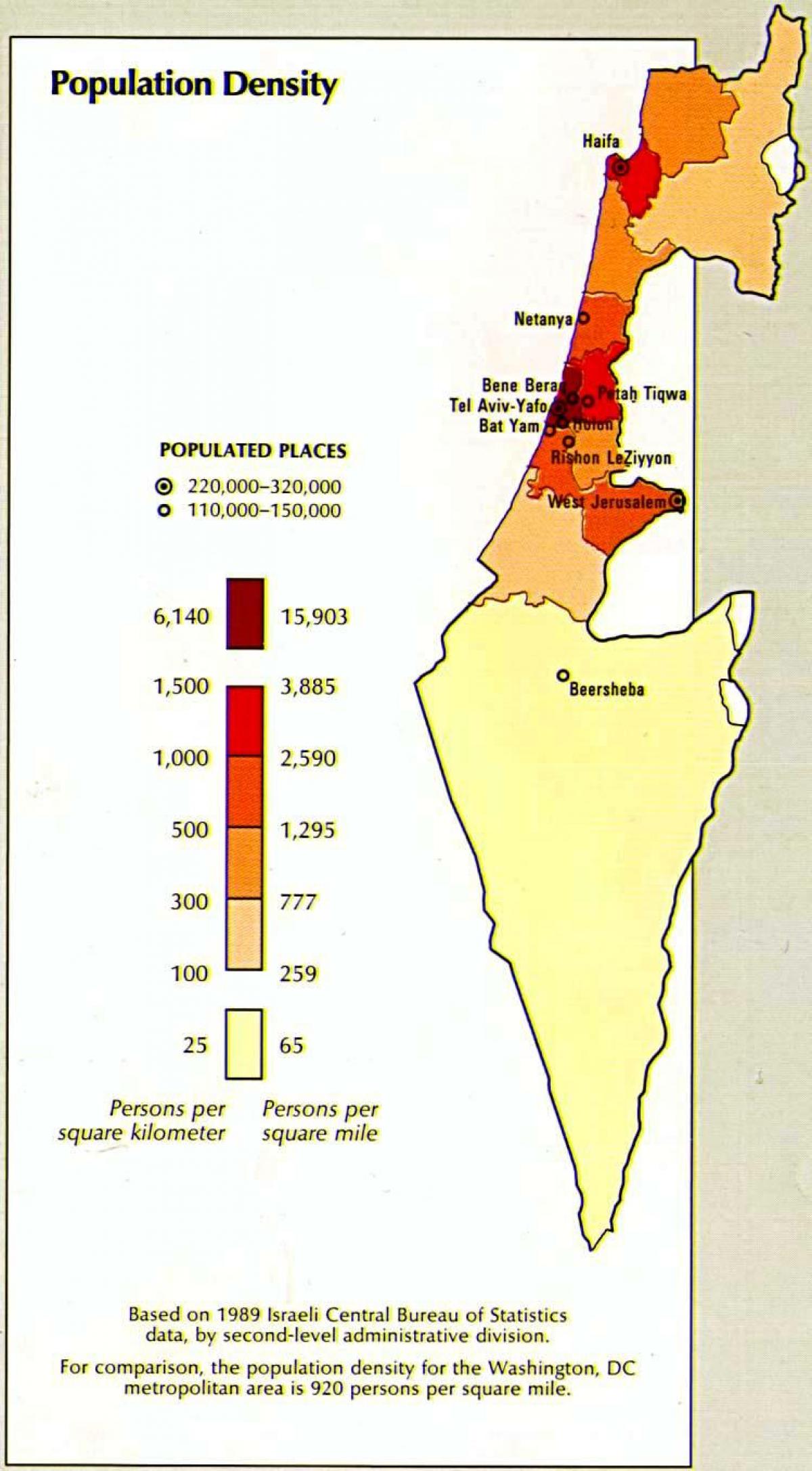 מפה של ישראל אוכלוסייה
