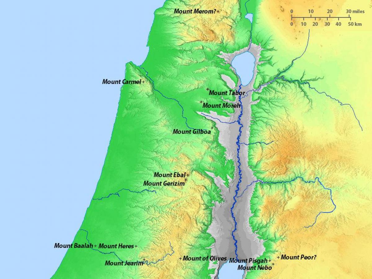 מפה של ישראל ההרים.