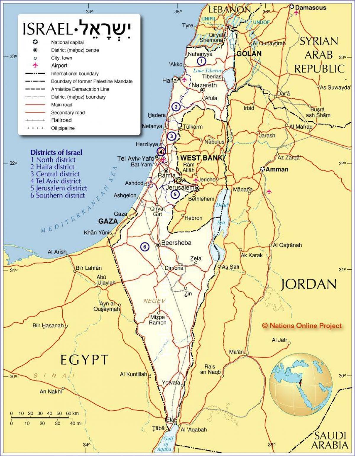 ישראל אזורים מפה